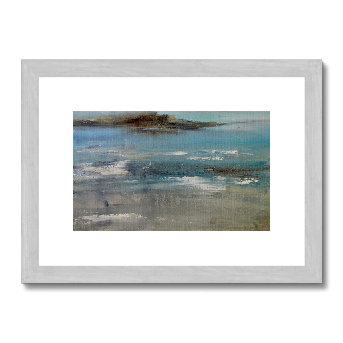 ocean art print seascape painting semi abstract ocean artwork island painting expressive beach art