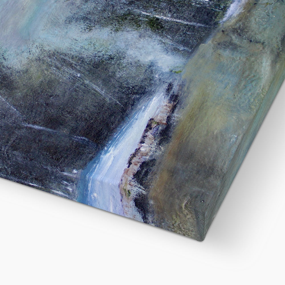 landscape painting of snow and woodland and a river winter art scene artwork