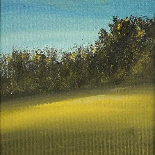 oil landscape painting on paper with mount