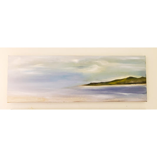 Oil painting original and unique canvas Isles of Scilly art
art oil on canvas expressive seascape ocean artwork modern painting
unframed light blues and neutral beach tones art wit sky and cloud waves at low tide expressive semi abstract seascape art frame ocean beach and island Isles of Scilly main view