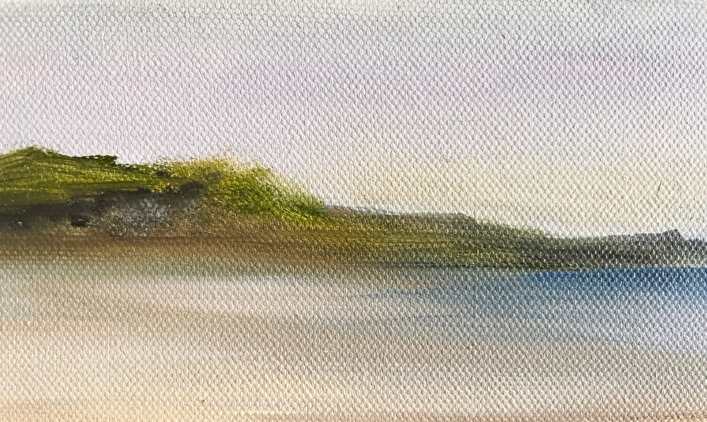 Oil painting original and unique canvas Isles of Scilly art
An expressive painting from the Isles of Scilly Collection. A space of calm introspection where land meets water in a delicate interplay of reflection and light. main picture close up