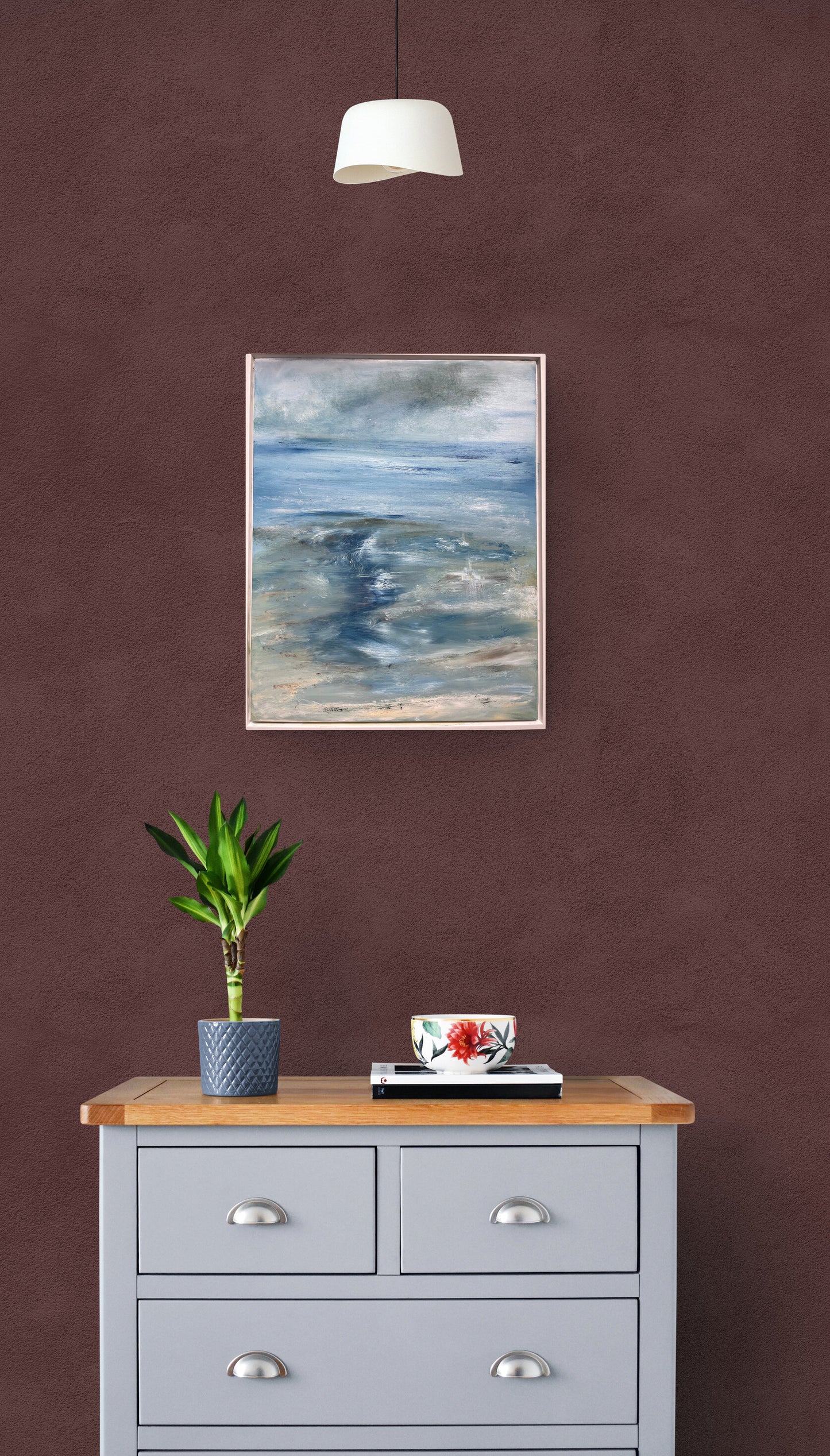 eascape oil painting semi abstract art with floater frame
aart oil on canvas board seascape ocean artwotk modern painting of island and waves and beach sunset unframed cavas art large painting with dark blue waves and neutral beach tones mixed media art ready to hang seascapes pale blue with neutral sands
room mockup