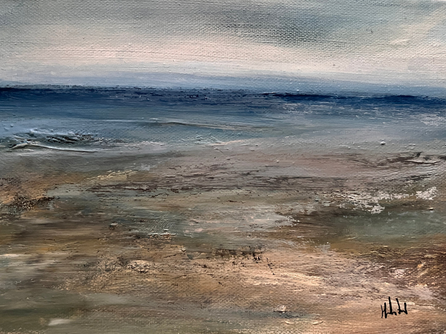 seascape art oil painting of beach sand sea ocean sky
oil painting semi abstract art unframed on stretched canvas
art oil on canvas seascape ocean artwotk modern painting of waves and beach unframed cavas art small lpainting with dark blue waves and neutral beach tones ready to hang seascapes grey blue with neutral sands and main view of dramatic painting neutral tones beach