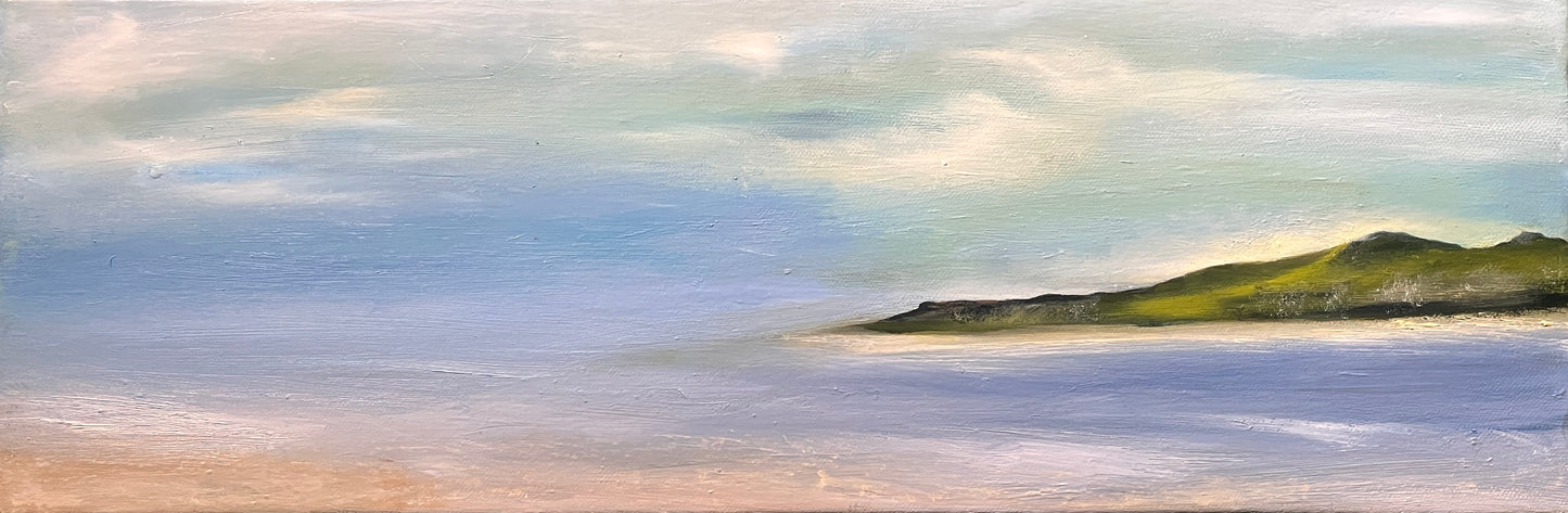 Oil painting original and unique canvas Isles of Scilly art
art oil on canvas expressive seascape ocean artwork modern painting
unframed light blues and neutral beach tones art wit sky and cloud waves at low tide expressive semi abstract seascape art frame ocean beach and island Isles of Scilly close up