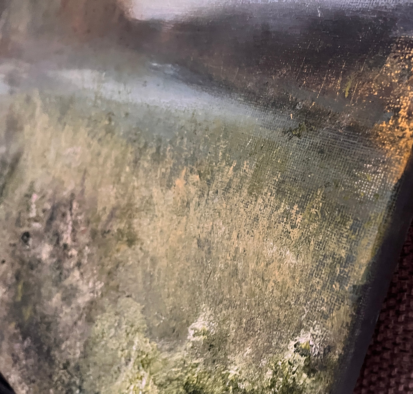 oil on canvas landscape painting of meadow lake trees country art original artwork handmade contemporary wall decor