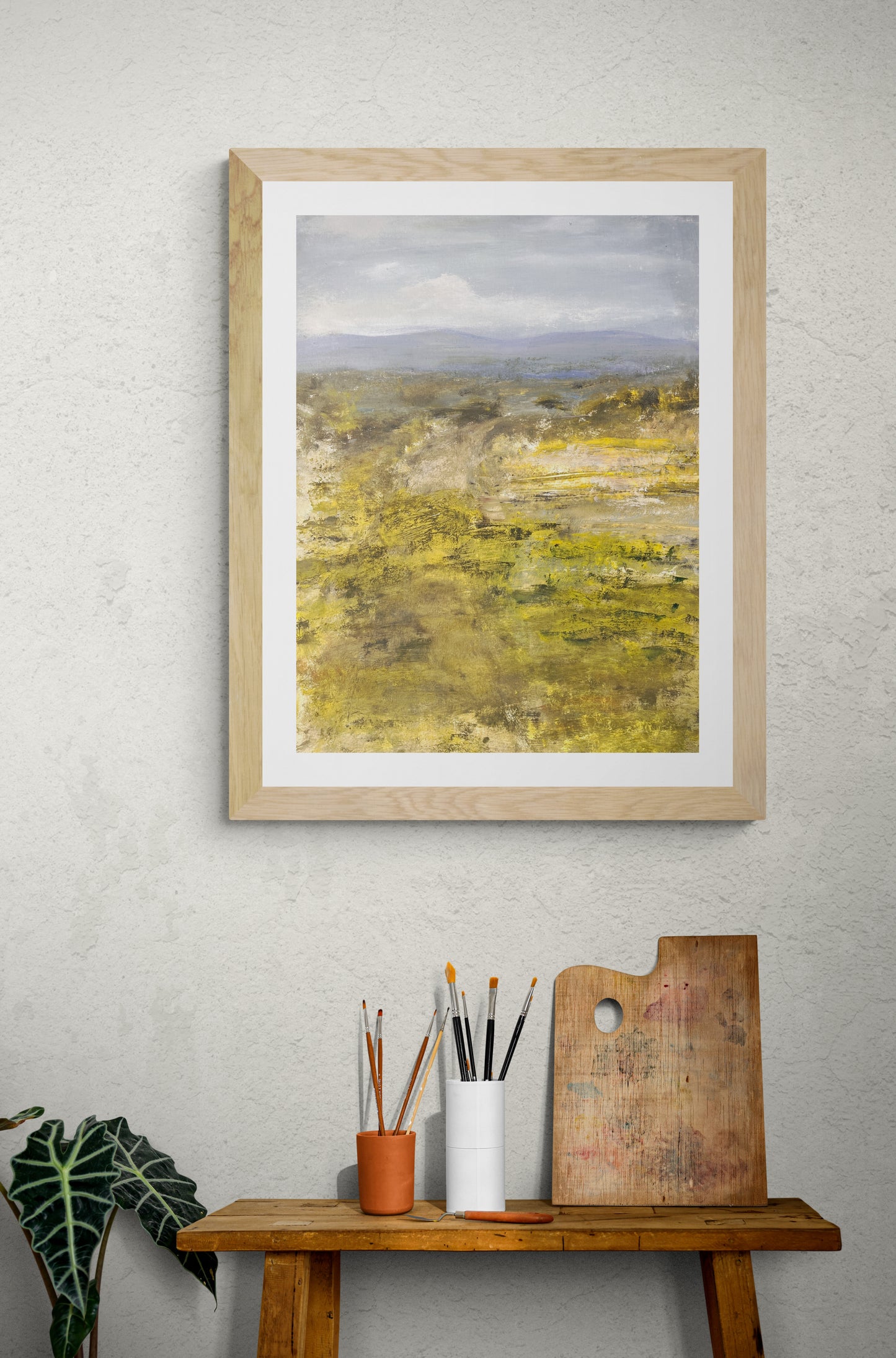 landscape art expressive artwork meadow and hills painting