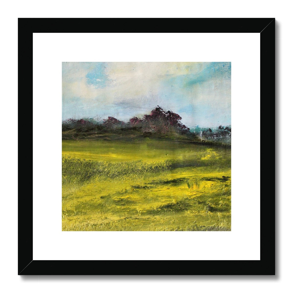 semi abstract print artwork of a summer meadow English artwork landscape painting