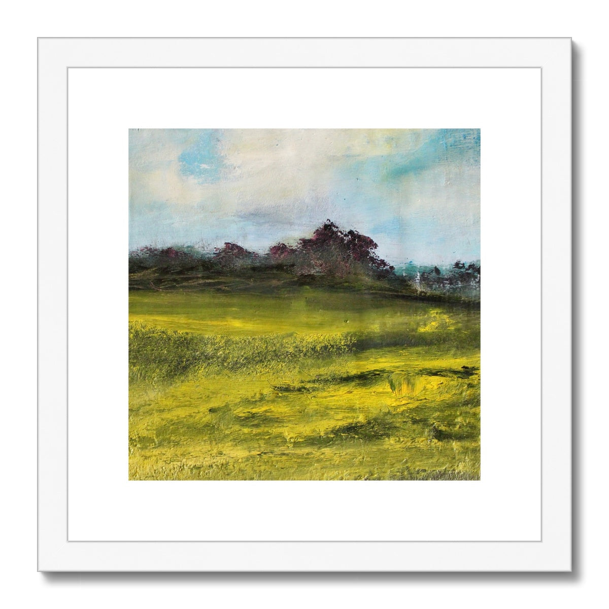 semi abstract print artwork of a summer meadow English artwork landscape painting