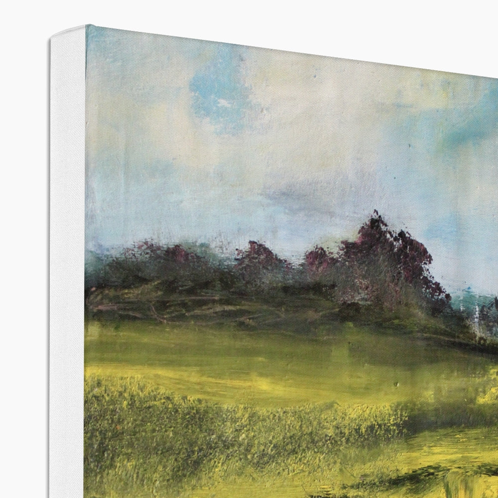oil painting print of summer meadow with grass and trees country painting landscape art nature artwork