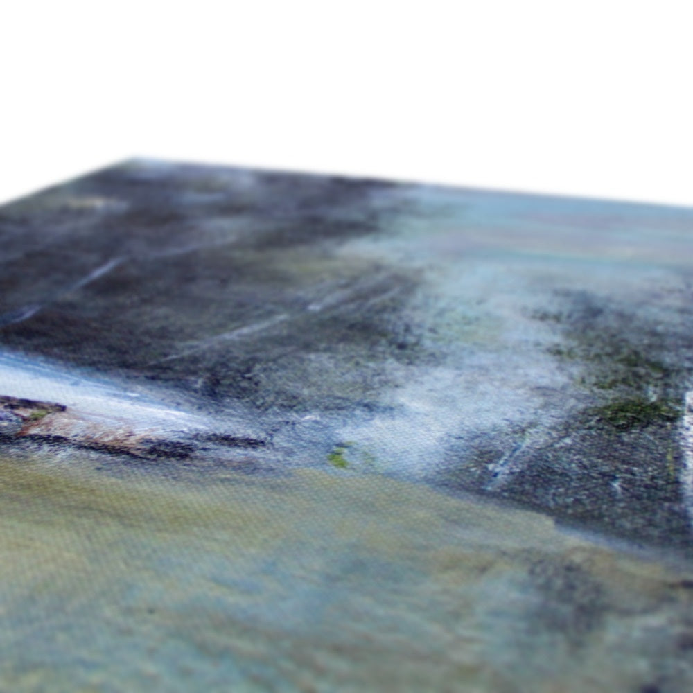 landscape painting of snow and woodland and a river winter art scene artwork