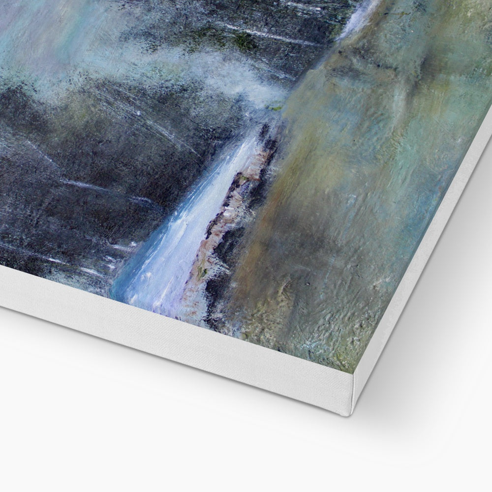 landscape painting of snow and woodland and a river winter art scene artwork