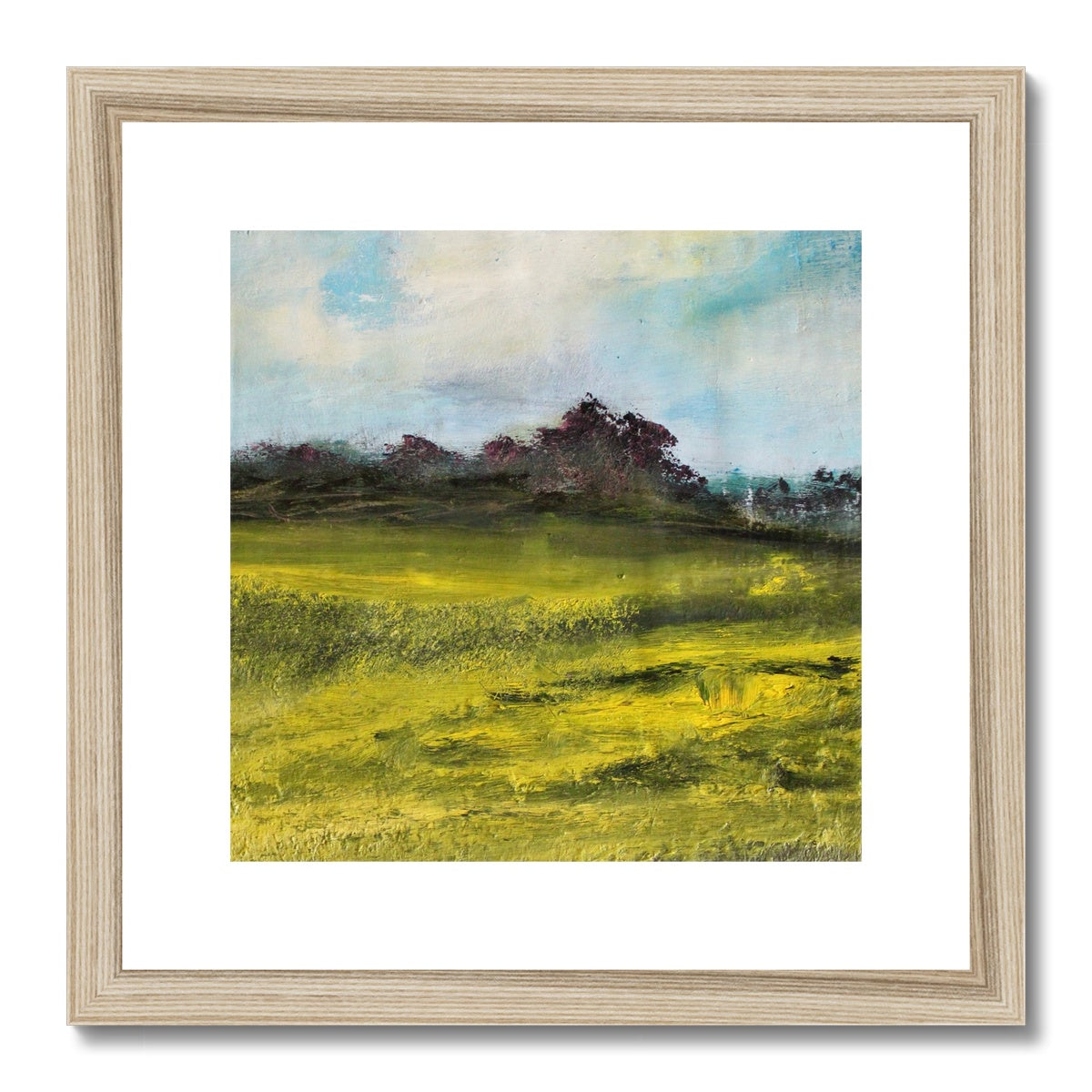 semi abstract print artwork of a summer meadow English artwork landscape painting