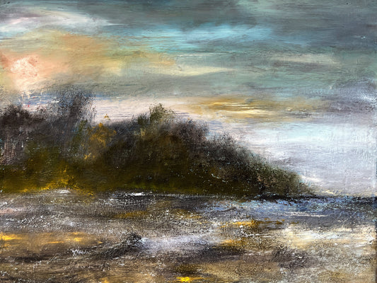 Original oil on canvas semi abstract landscape art