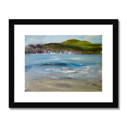 Seascape Painting using vibrant colours. island art ocean painting beach artwork Fully mounted  in a choice of black, white or natural frame.