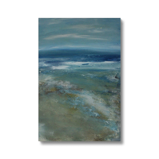 Seascape beach art sand and ocean painting dark blue and yellow expressive art tide artwork