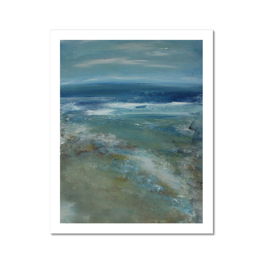 Seascape beach art sand and ocean painting dark blue and yellow expressive art tide artwork