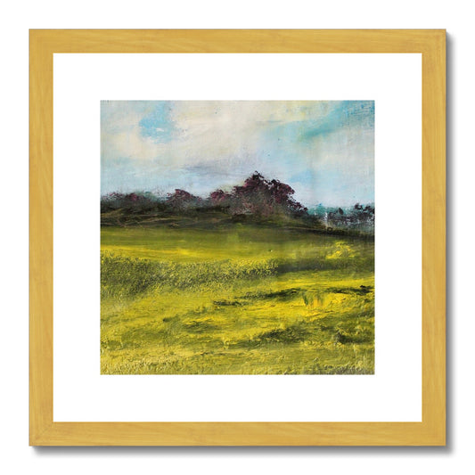 semi abstract print artwork of a summer meadow English artwork landscape painting