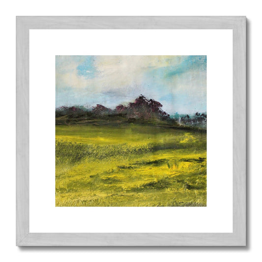 semi abstract print artwork of a summer meadow English artwork landscape painting