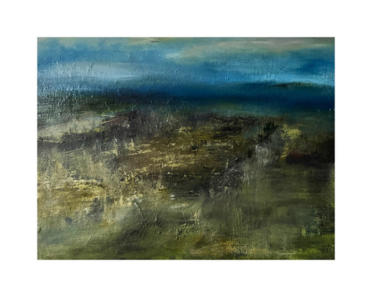 Original and unique expressive landscape oil painting artwork of Dartmoor, England abstract art handmade canvas artwork nautre mountains and meadows
