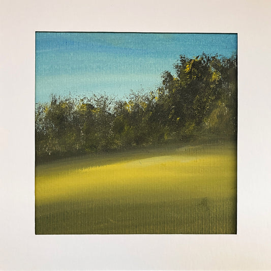 oil landscape painting on paper with mount