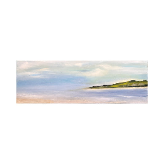 art oil on canvas expressive seascape ocean artwork modern painting
unframed light blues and neutral beach tones art wit sky and cloud waves at low tide expressive semi abstract seascape art frame ocean beach and island Isles of Scilly