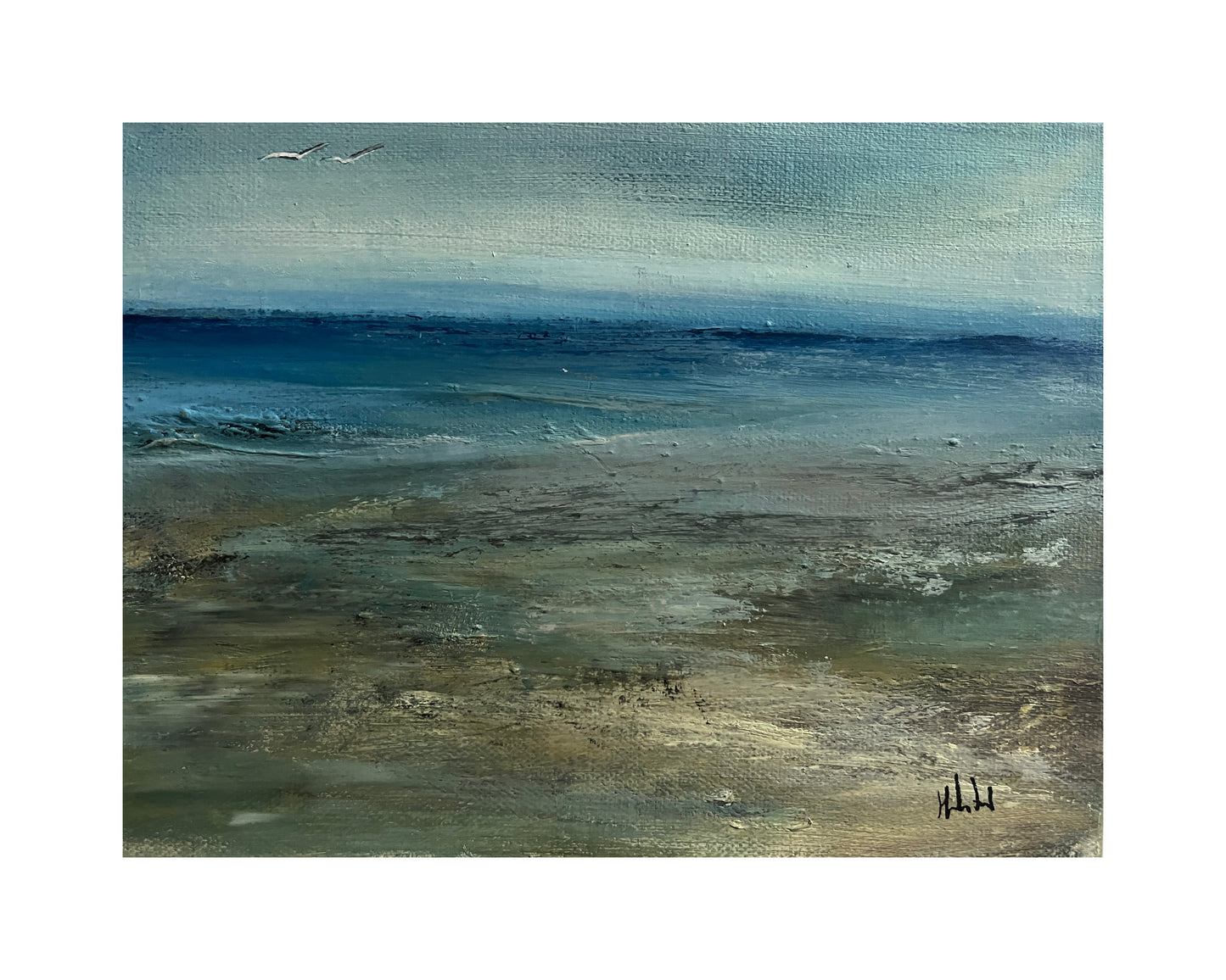 seascape art oil painting of beach sand sea ocean sky
oil painting semi abstract art unframed on stretched canvas

art oil on canvas seascape ocean artwotk modern painting of waves and beach unframed cavas art small lpainting with dark blue waves and neutral beach tones ready to hang seascapes grey blue with neutral sands and main view of dramatic painting atmospheric art