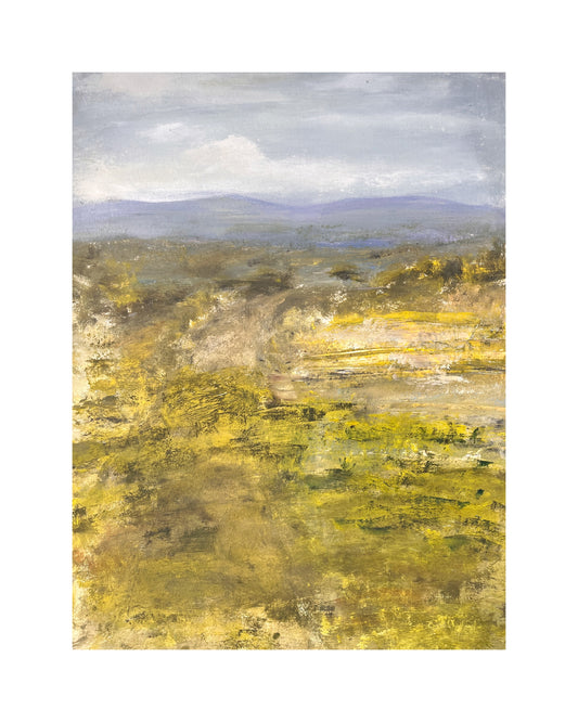 landscape art expressive artwork meadow and hills painting