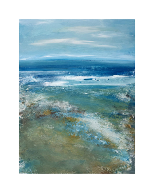 oil painting seascape semi abstract ocean and beach artwork