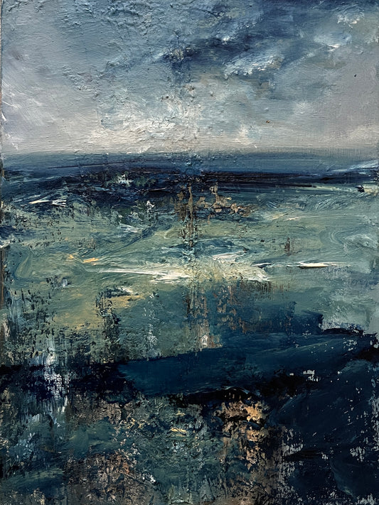 abstract sea painting ocean artwork with blur and white seascape semi abstract seascape oil painting on canvas art contemporary artwork
deep blue blended with lighter hues expressive artwork modern art of beach and sea unframed art