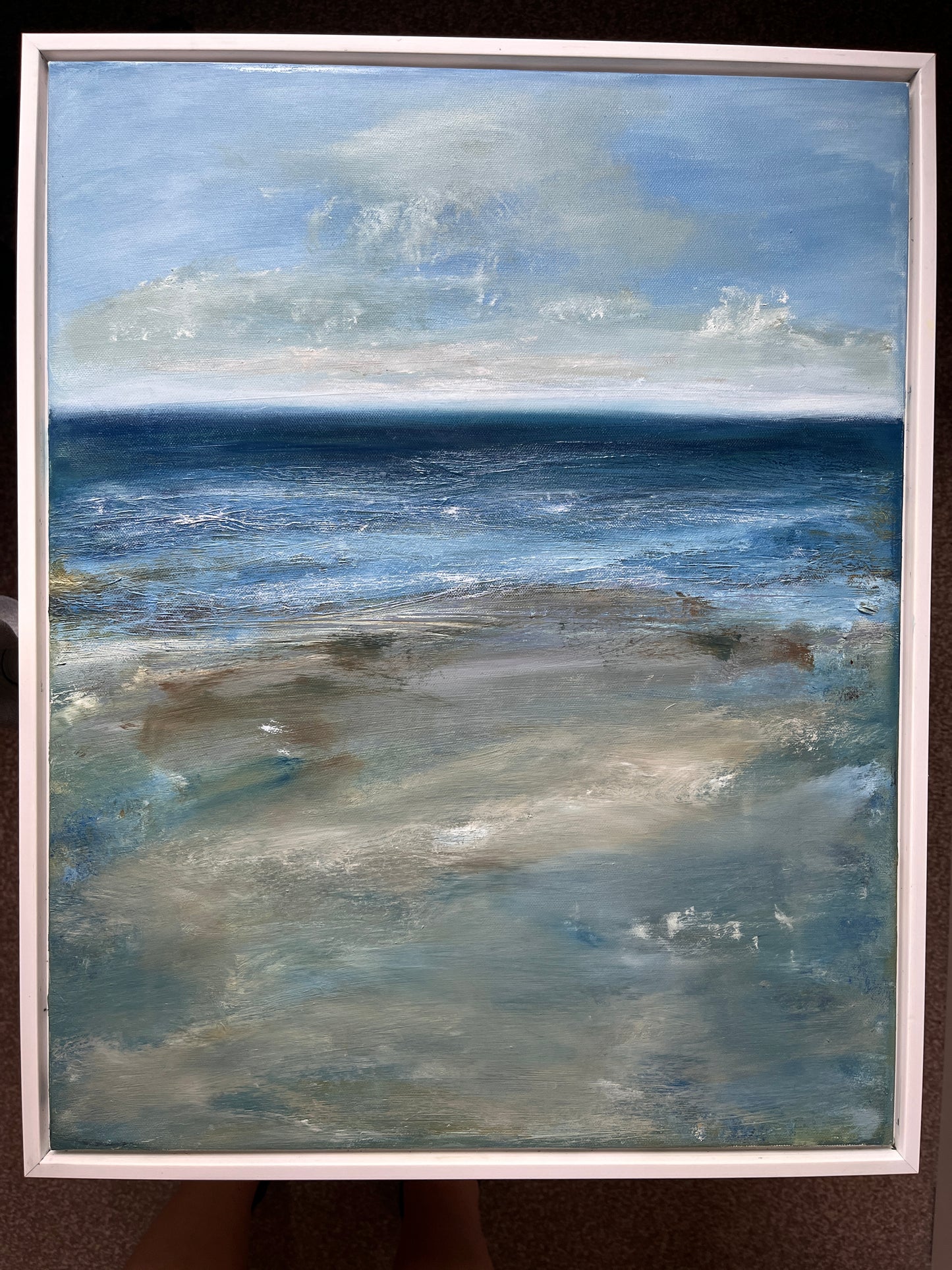 Low Tide - Oil on canvas with frame seascape painting