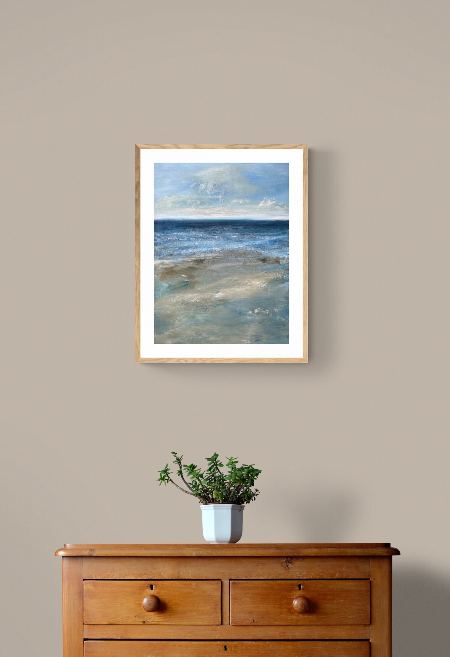 Low Tide - Oil on canvas with frame seascape painting