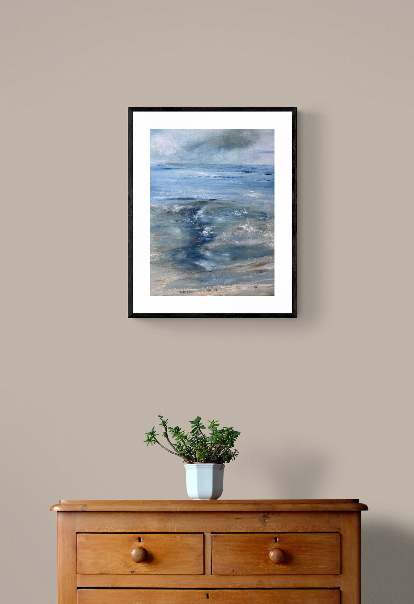 Blue Tranquility  - Oil on canvas with frame seascape painting