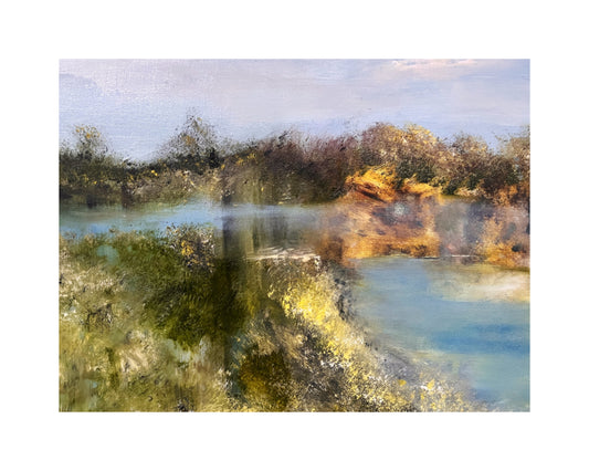 oil painting on canvas expressive landscape of trees and lake semi abstract art original artworks main painting