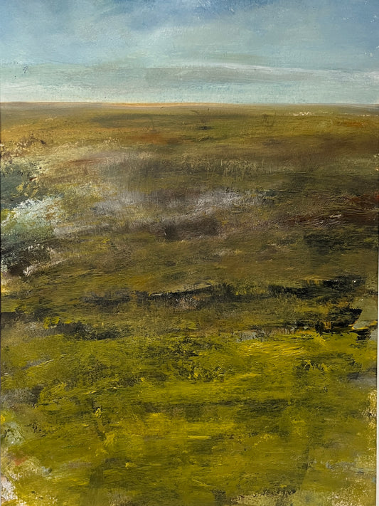 Dartmoor art landscape oil painting of countryside on paper with mount expressive artwork contemporart artwork