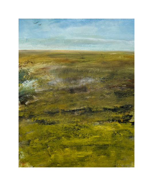 Dartmoor art landscape oil painting of countryside on paper with mount expressive artwork contemporary artwork handmade nature