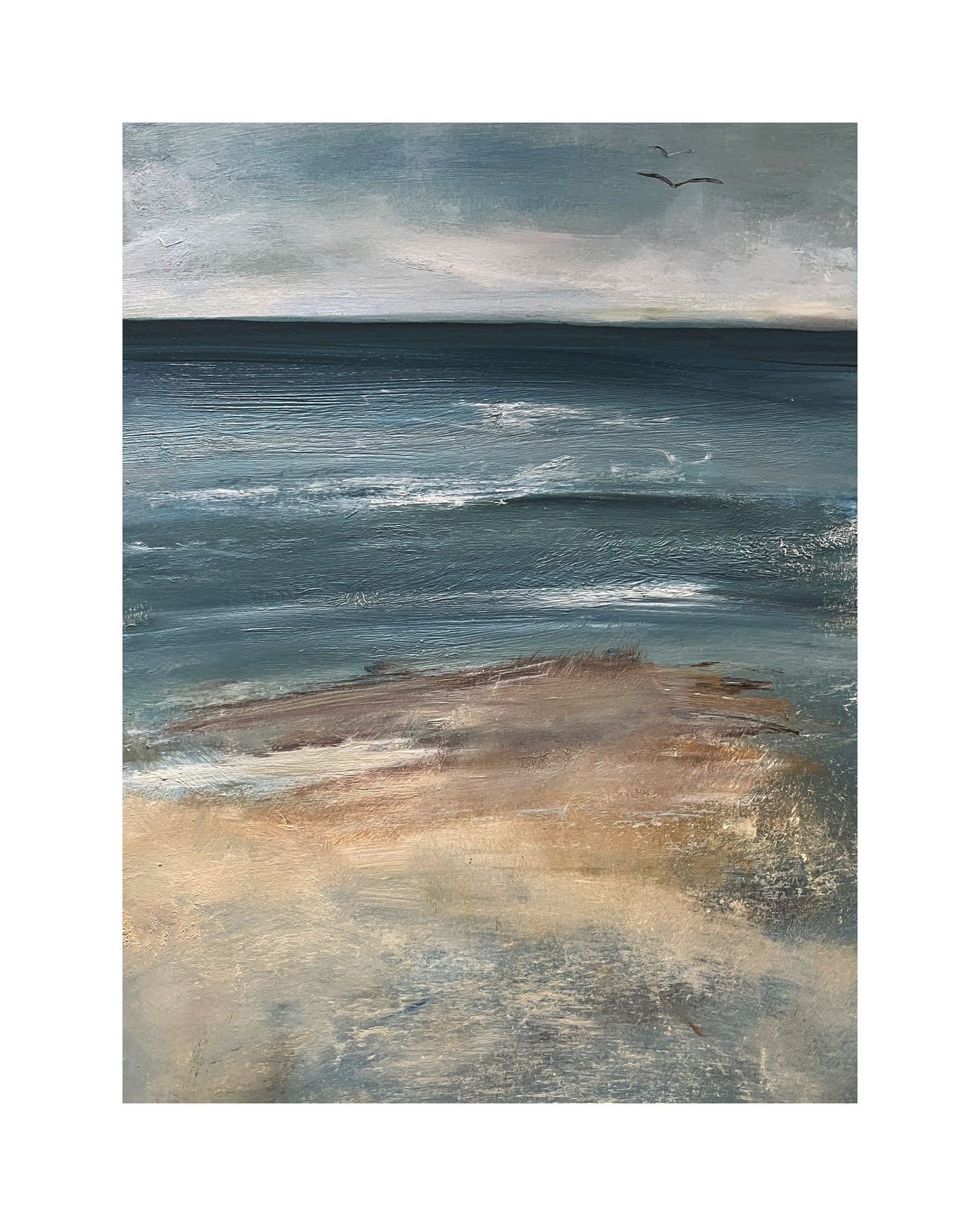 Blue Quiet - Oil on paper with mount
