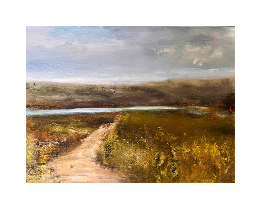 landscape oil painting on stretched canvas of mountains and river and colourful foliage unique art, contemporary artwork handmade meadow artwork wall decor