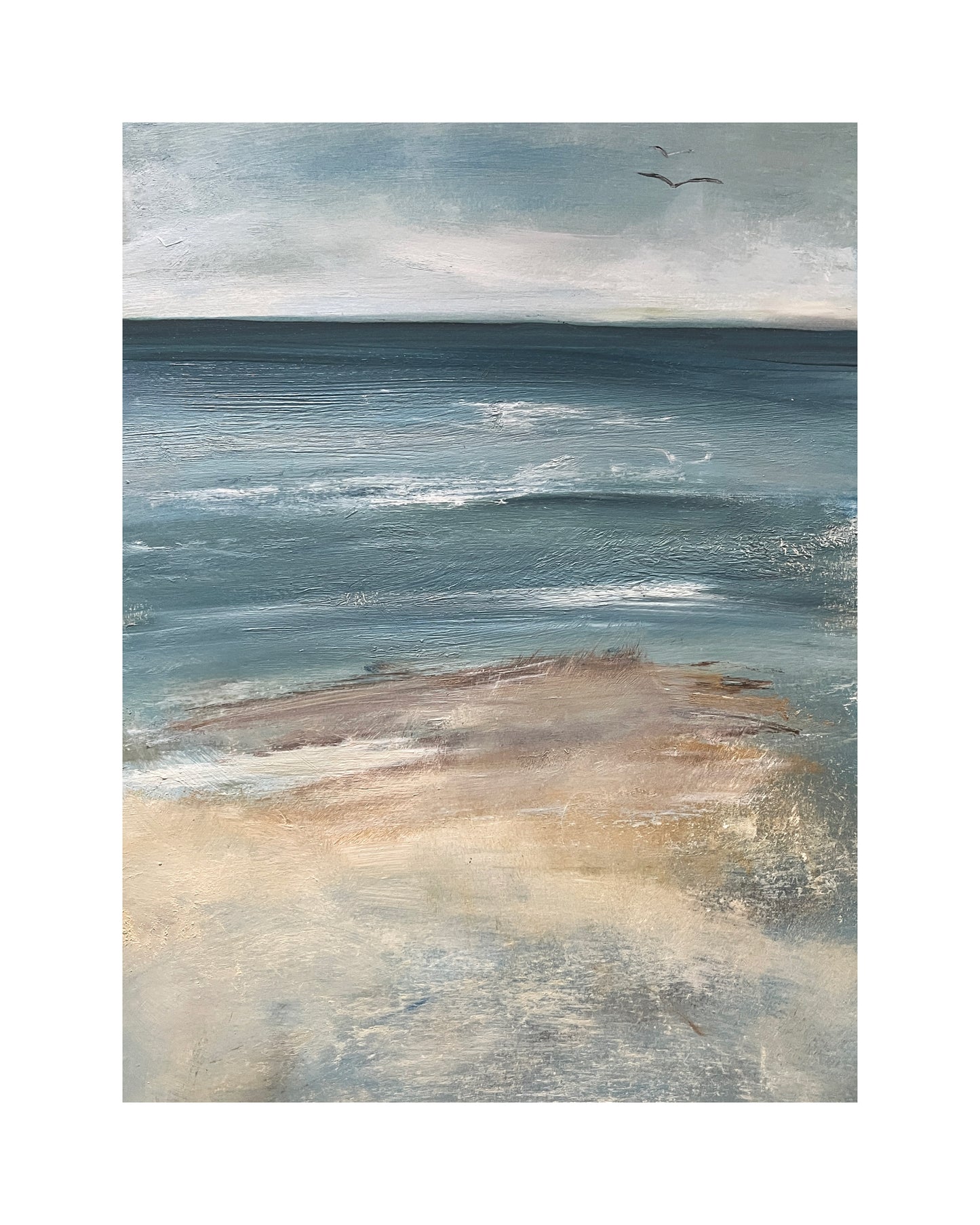 Blue Quiet - Oil on paper with mount