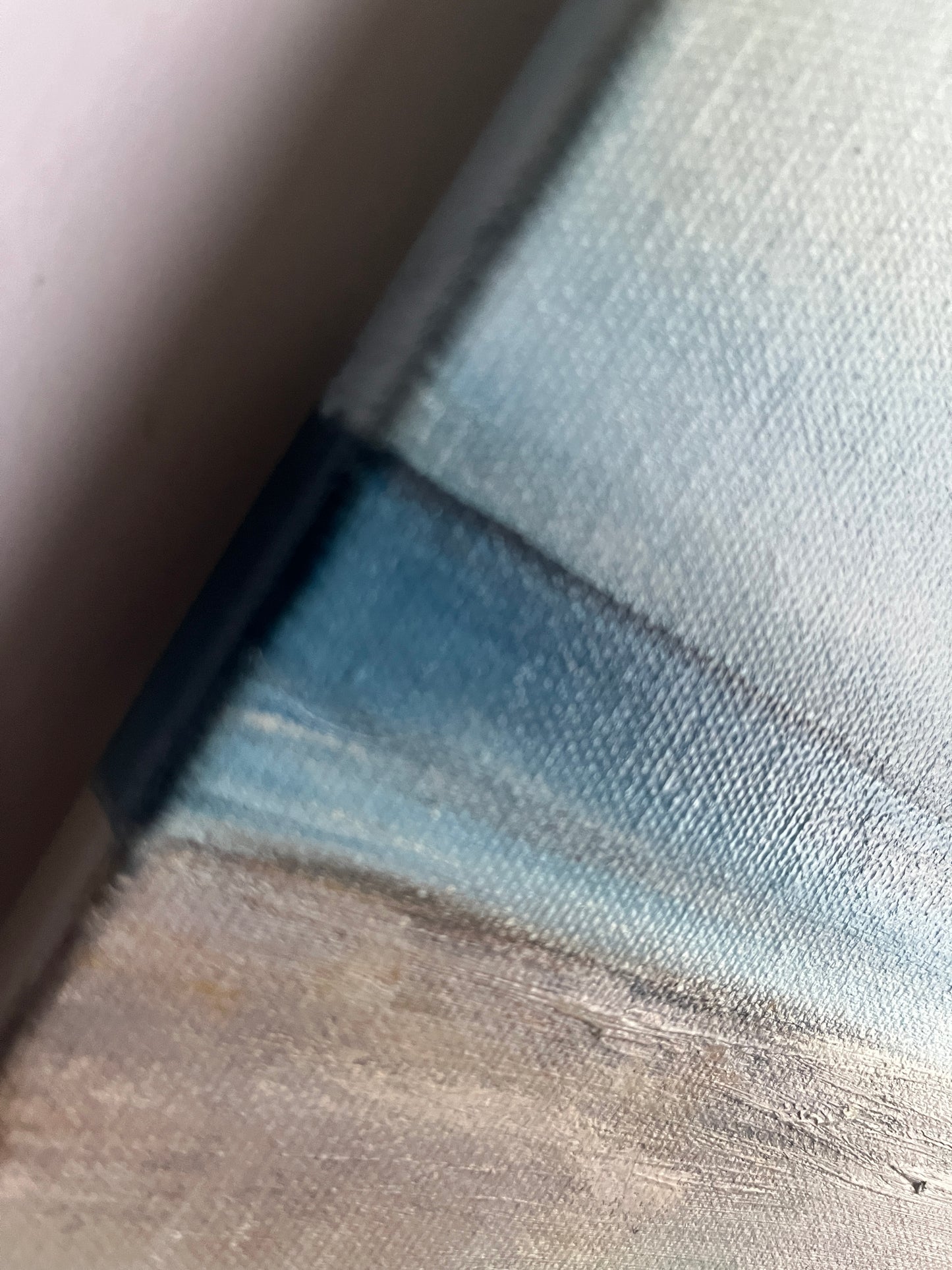 oil painting on canvas expressive beach and ocean scene with dark blue sea and waves