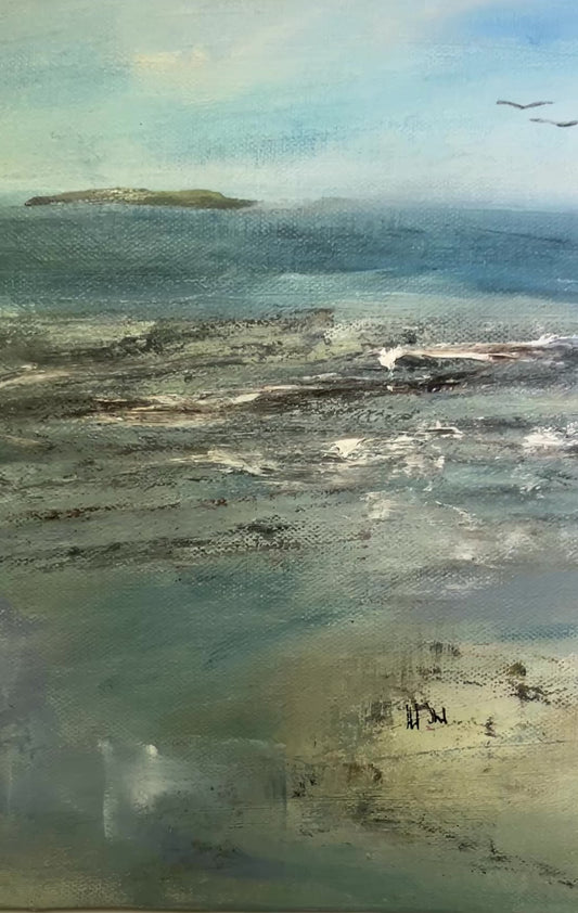 Scilly Sea - oil on canvas board
