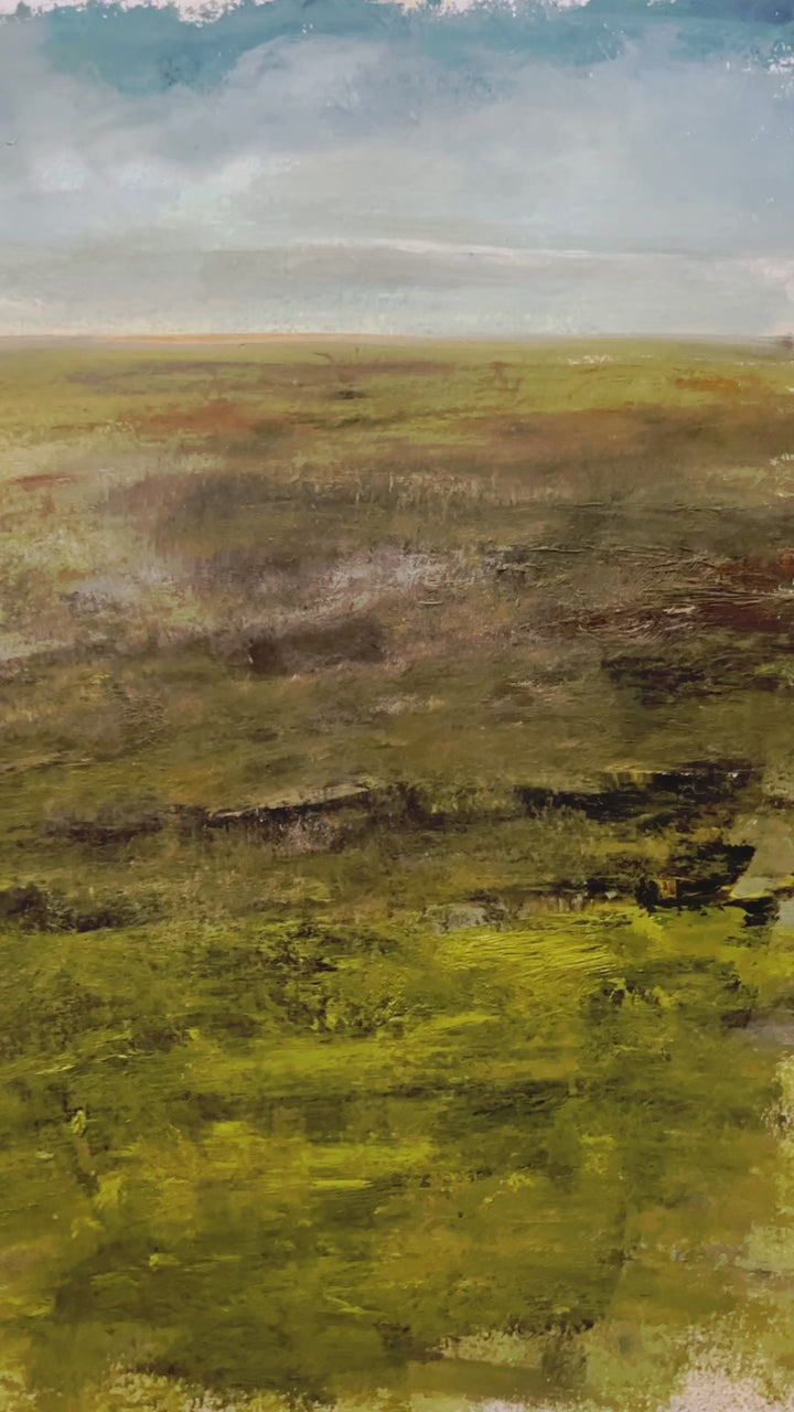 Dartmoor art landscape oil painting of countryside on paper with mount expressive artwork contemporart artwork