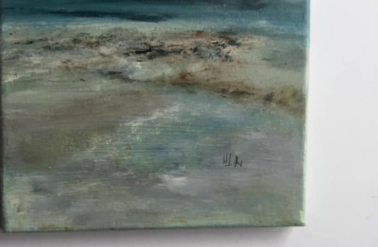 oil on canvas artwork of sea and beach expressive ocean painting