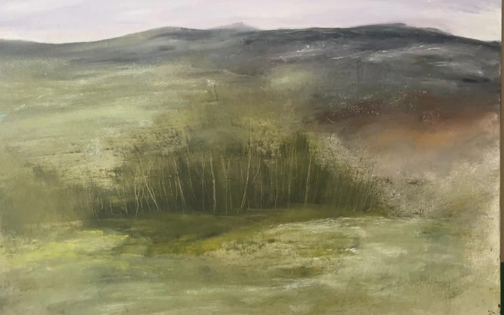 Oil on canvas board landscape painting atmospheric art