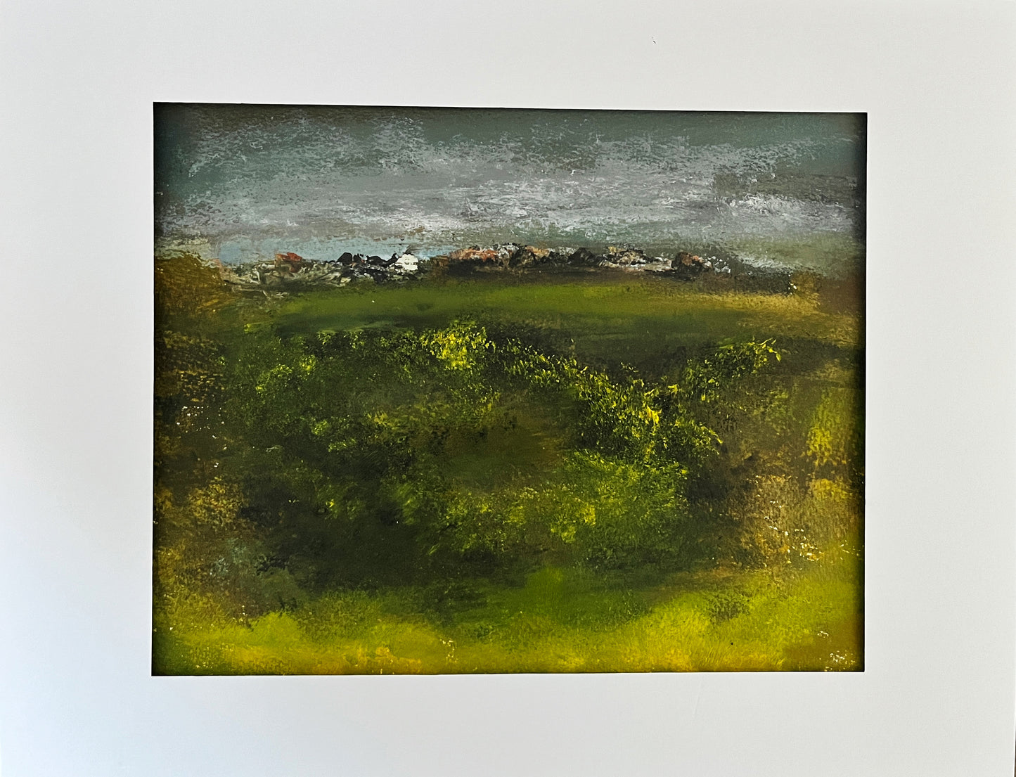 Original and unique artwork. This landscape art was painted on paper using oil paint. Mounted and unframed